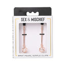 Sex And Mischief Brat Pearl Nipple Clips Rose Gold Set Of 2