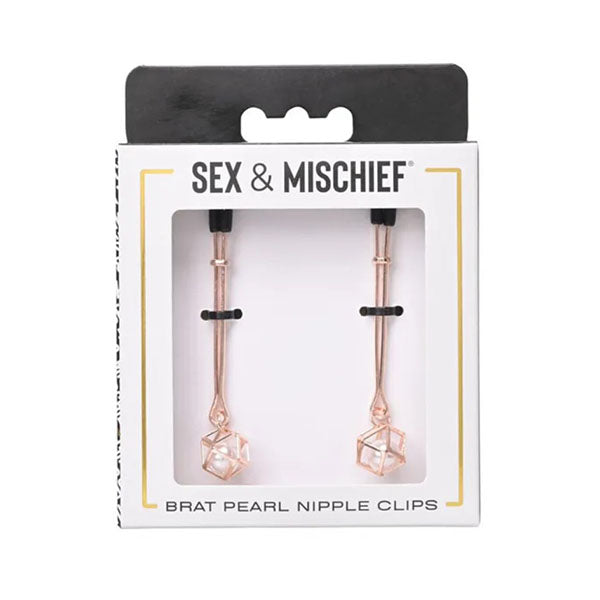 Sex And Mischief Brat Pearl Nipple Clips Rose Gold Set Of 2