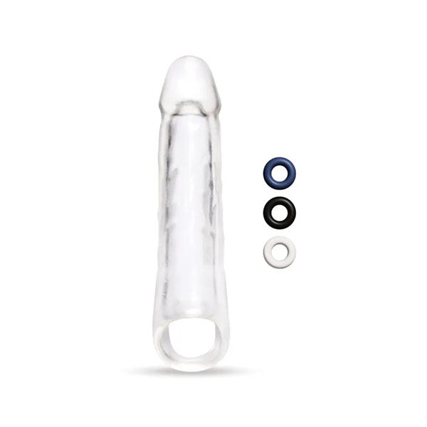 Size Up 3 Inch See Thru Penis Extender with Ball Clear Penis Sleeve