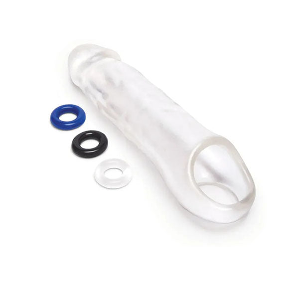 Size Up 3 Inch See Thru Penis Extender with Ball Clear Penis Sleeve
