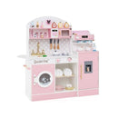 Wooden Kitchen Playset With Clock And Microwave