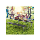 Folding Picnic Table With 2 Benches With Metal Frame And Tabletop