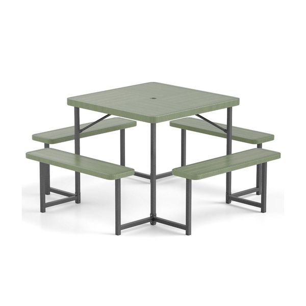 Picnic Square Table Bench Set Outdoor