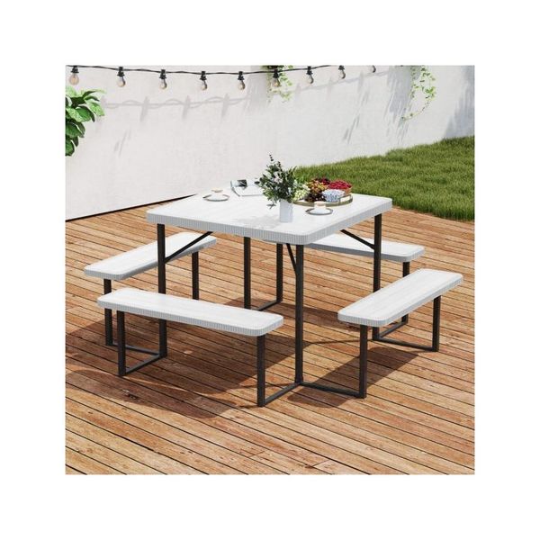 Picnic Square Table Bench Set Outdoor