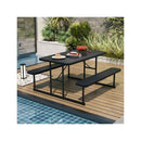 Picnic Table Bench Set With Umbrella Hole For 2 To 4 People