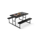 Picnic Table Bench Set With Umbrella Hole For 2 To 4 People
