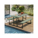 Picnic Table Bench Set With Umbrella Hole For 2 To 4 People