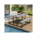 Picnic Table Bench Set With Umbrella Hole For 2 To 4 People
