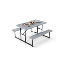Picnic Table Bench Set With Umbrella Hole For 2 To 4 People