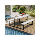 Picnic Table Bench Set With Umbrella Hole For 2 To 4 People