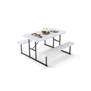 Picnic Table Bench Set With Umbrella Hole For 2 To 4 People