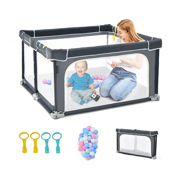 124Cm Foldable Baby Playpen Interactive Activity Center With Balls