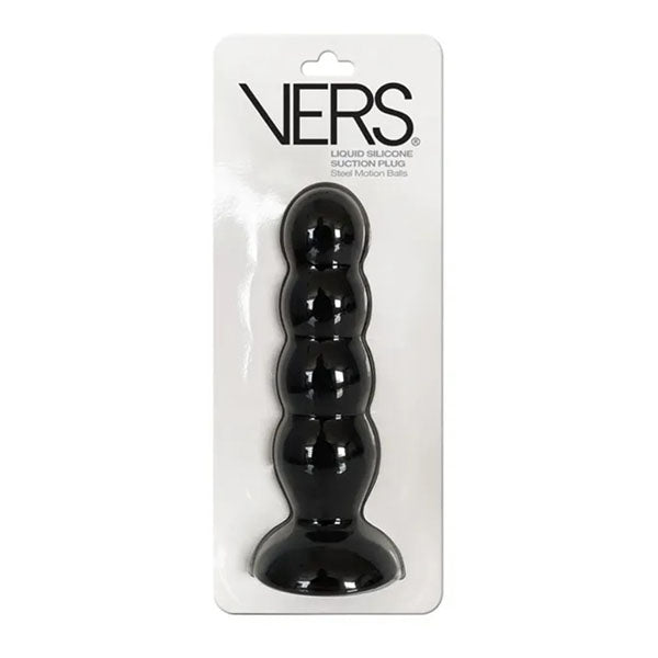 Vers Liquid Silicone Suction Black Butt Plug With Internal Steel Balls