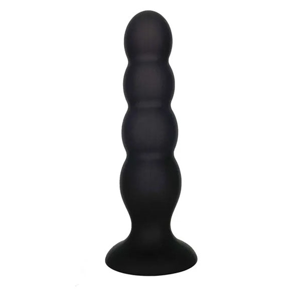 Vers Liquid Silicone Suction Black Butt Plug With Internal Steel Balls