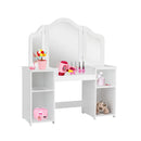 2 In 1 Princess Makeup Table With Tri Folding Mirror And 4 Shelves