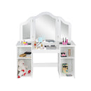 2 In 1 Princess Makeup Table With Tri Folding Mirror And 4 Shelves