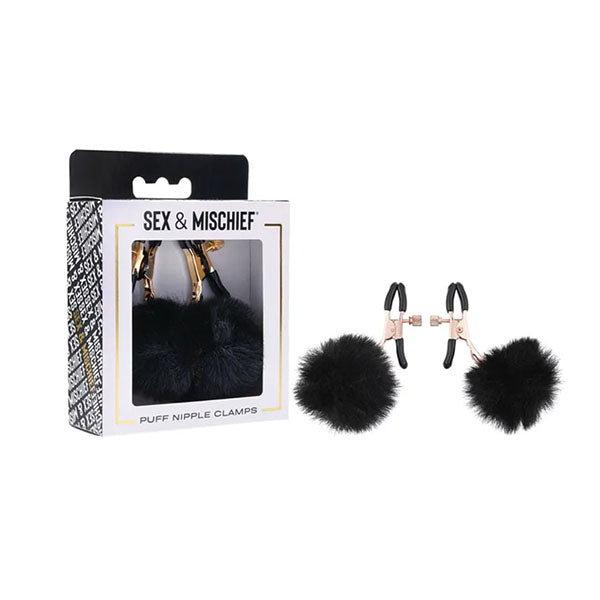 Sex And Mischief Puff Nipple Clamps Black Gold Nipple Clamps Set Of 2