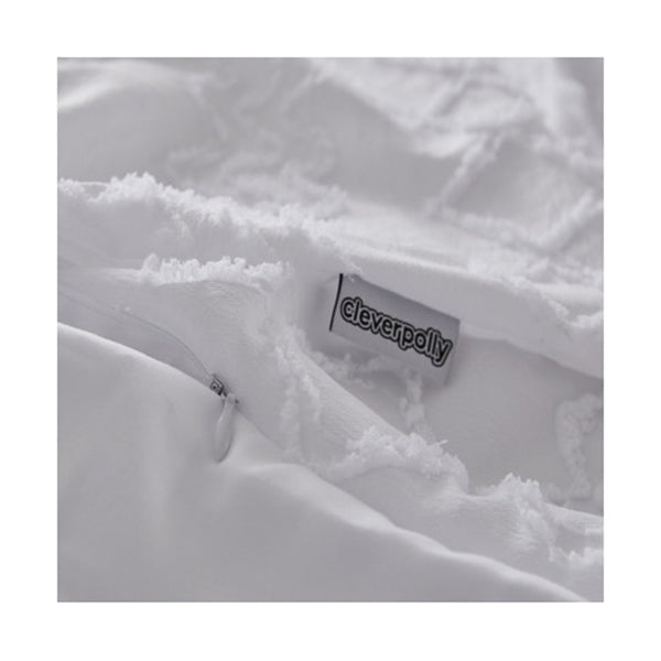 Tufted Ultra Soft Microfiber Quilt Cover Set  King White