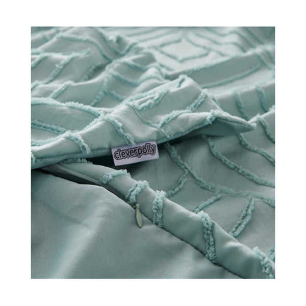Tufted Ultra Soft Microfiber Quilt Cover Set  Super King Sage Green