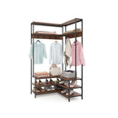 Corner Garment Rack L Shaped Clothes Rack With Shelves And 7 Hooks