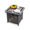 55Cm Outdoor Pe Rattan Side Table With Umbrella Hole And Metal Frame