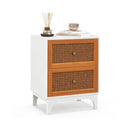 Rattan Nightstand With 2 Drawers For Bedroom And Living Room