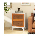 Rattan Nightstand With 2 Drawers For Bedroom And Living Room