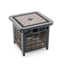 55Cm Outdoor Pe Rattan Side Table With Umbrella Hole And Metal Frame