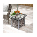 55Cm Outdoor Pe Rattan Side Table With Umbrella Hole And Metal Frame