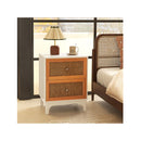 Rattan Nightstand With 2 Drawers For Bedroom And Living Room