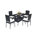 5 Pcs Patio Rattan Dining Set For Backyard Porch Dining Room Kitchen