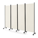4 Panel Folding Room Divider With Lockable Wheels