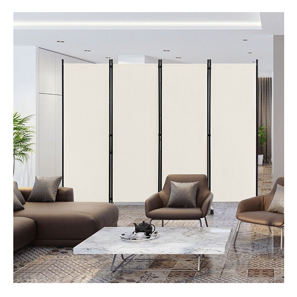 4 Panel Folding Room Divider With Lockable Wheels