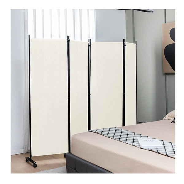 4 Panel Folding Room Divider With Lockable Wheels