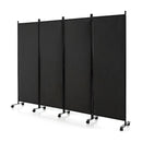 4 Panel Folding Room Divider With Lockable Wheels