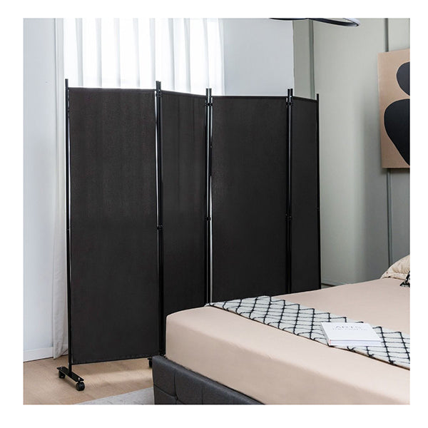 4 Panel Folding Room Divider With Lockable Wheels
