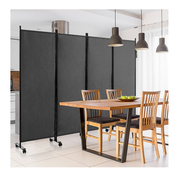4 Panel Folding Room Divider With Lockable Wheels
