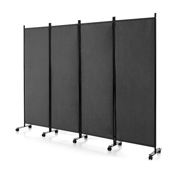 4 Panel Folding Room Divider With Lockable Wheels