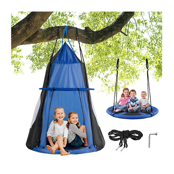 2 In 1 Tree Tent Swing Set With Adjustable Hanging Ropes For Kids