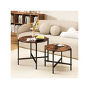 Set Of 2 Round Coffee Table With Heavy Duty Metal Frame