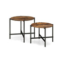 Set Of 2 Round Coffee Table With Heavy Duty Metal Frame