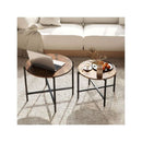 Set Of 2 Round Coffee Table With Heavy Duty Metal Frame
