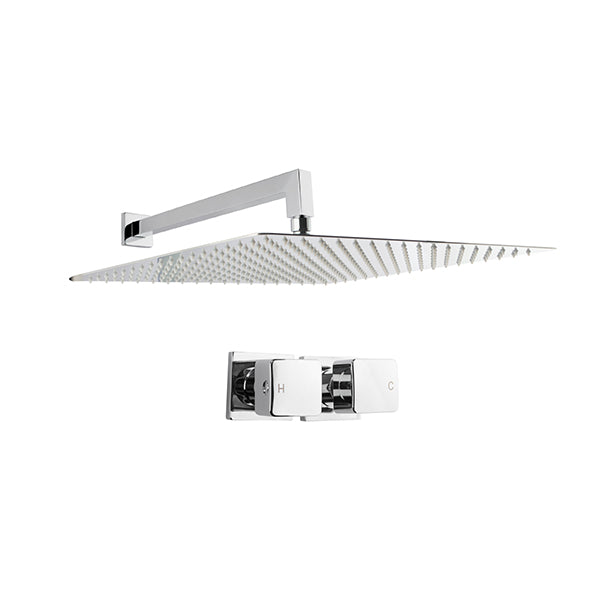 16Inch Rain Shower Head Stainless Steel Square Wall Shower Taps Chrome