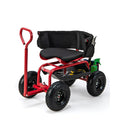 Rolling Garden Cart Scooter With Tray Basket Tool Pouch Seat Cushion