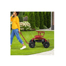 Rolling Garden Cart Scooter With Tray Basket Tool Pouch Seat Cushion