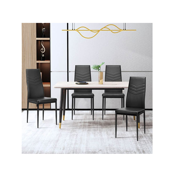 Set Of 4 Dining Chairs Armless Pvc Leather Seats With Cushion