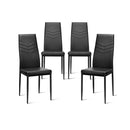Set Of 4 Dining Chairs Armless Pvc Leather Seats With Cushion