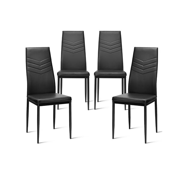 Set Of 4 Dining Chairs Armless Pvc Leather Seats With Cushion