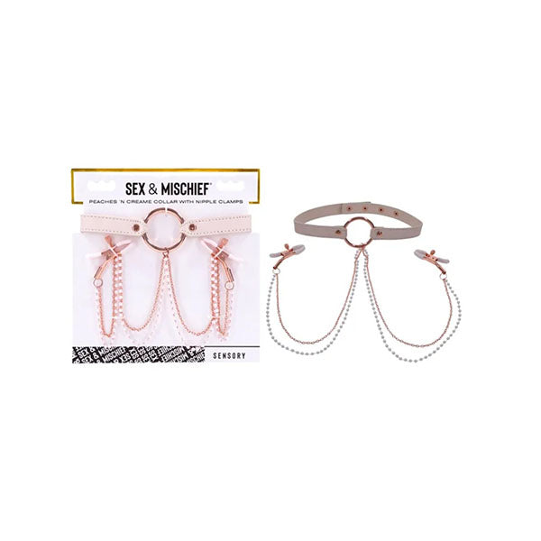 Sex And Mischief Peaches N Creame Collar With Peach Nipple Restraints