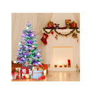 110Cm Snow Flocked Potted Christmas Tree Set With Led Lights